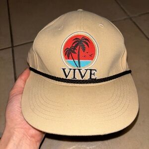 Vive Tan Palm Tree Sunset Golf Rope Hat Snapback Cap